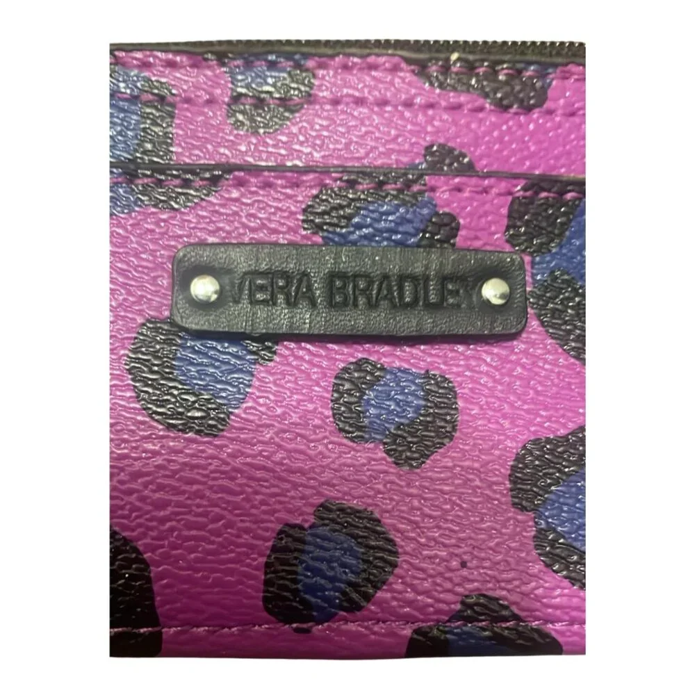 Vera Bradley Purple Leopard Print Faux Leather Slim Coin Purse